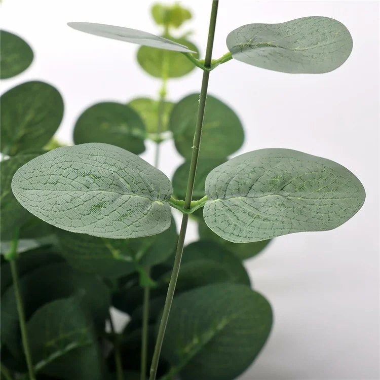 2 pièces d'eucalyptus artificiels avec 16 têtes, plantes artificielles verdoyantes pour la décoration de la maison et de l'hôtel