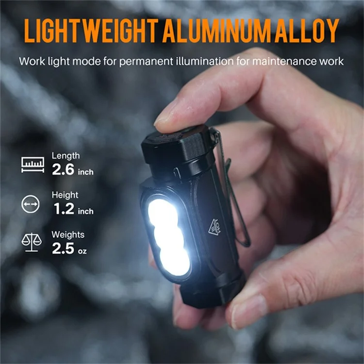 HP130 Aufladbare Taschenlampe Aluminiumlegierung Stirnlampe Multifunktions-Arbeitsleuchte mit Clip