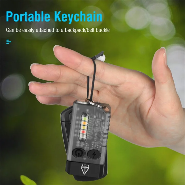 V10 Mini Lanterna EDC Multifunction 365nm UV Identificação Luz de Trabalho com Alarme de Aviso - Preto Transparente
