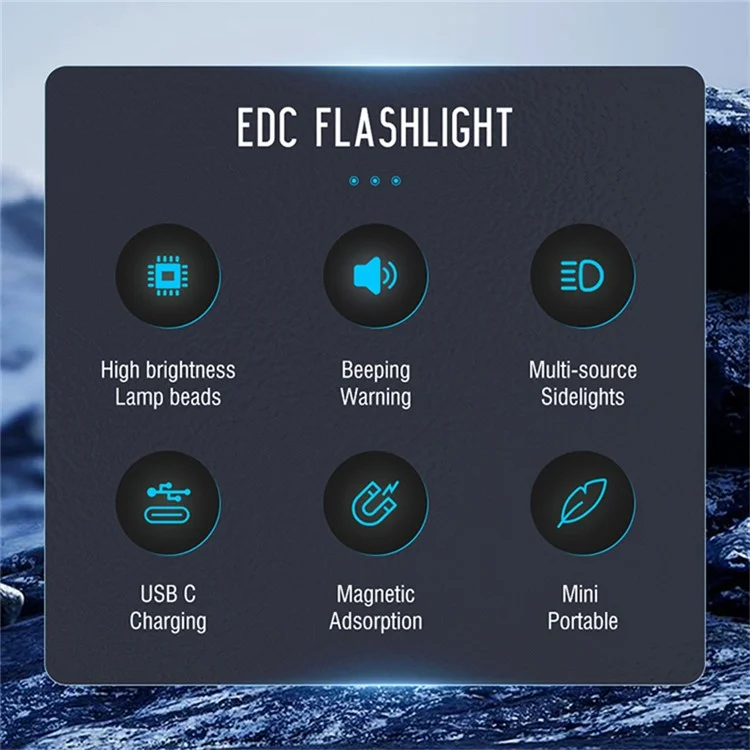 V10 Mini Lanterna EDC Multifunction 365nm UV Identificação Luz de Trabalho com Alarme de Aviso - Preto Transparente