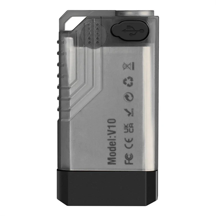 V10 Mini Lanterna EDC Multifunction 365nm UV Identificação Luz de Trabalho com Alarme de Aviso - Preto Transparente