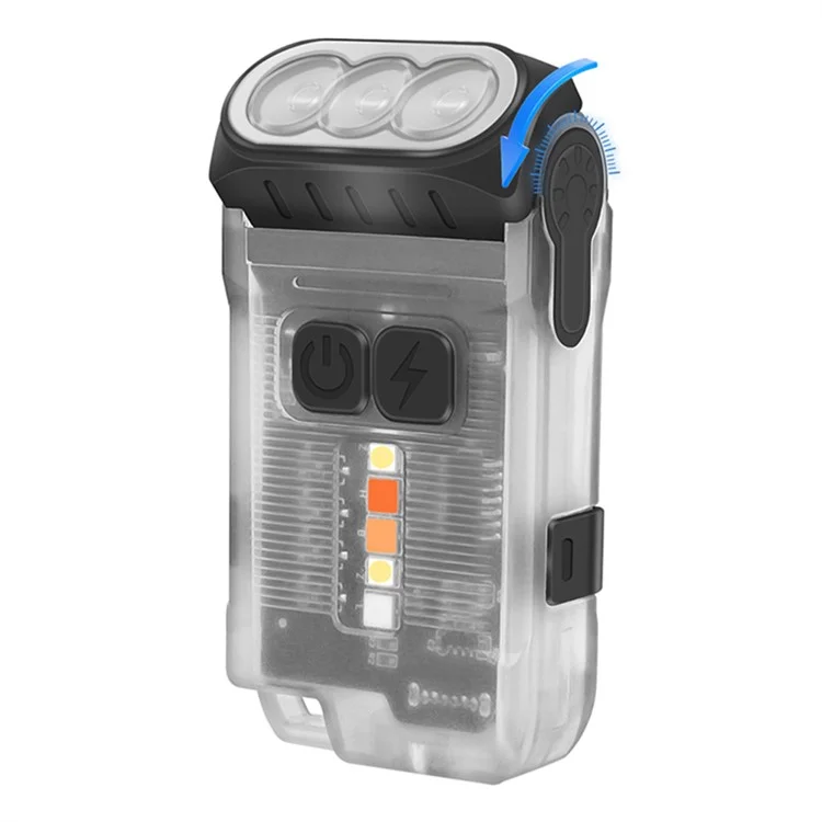 V15 Mini Portable Flashlight 1200LM Adjustable Head with Clip Work Light - Fluorescent White