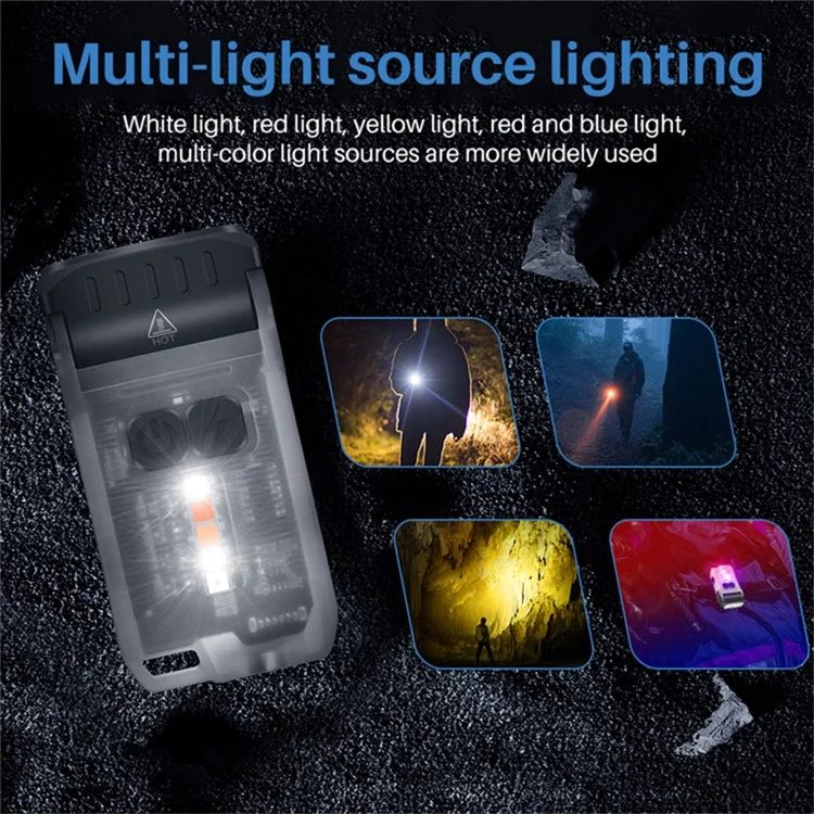 V15 Mini Portable Flashlight 1200LM Adjustable Head with Clip Work Light - Fluorescent White