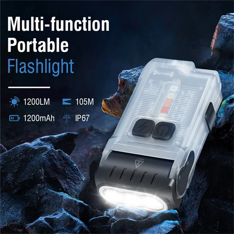V15 Mini Portable Flashlight 1200LM Adjustable Head with Clip Work Light - Fluorescent White