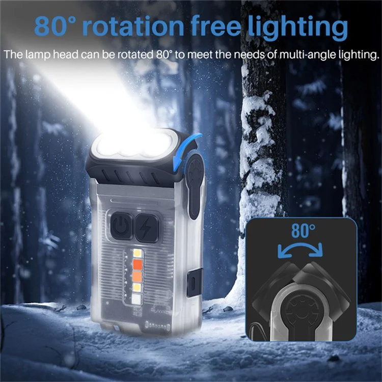 V15 Mini Portable Flashlight 1200LM Adjustable Head with Clip Work Light - Fluorescent White