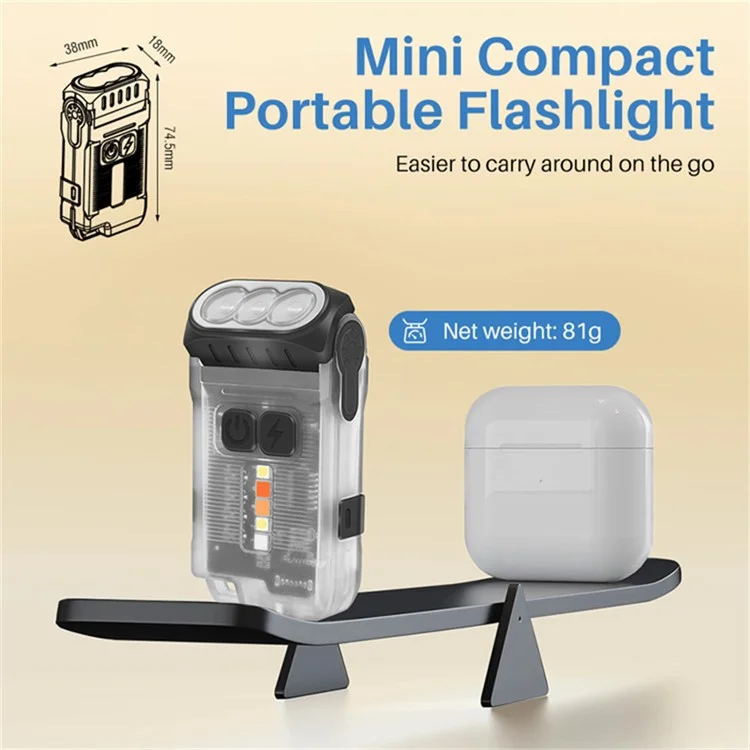 V15 Mini Portable Flashlight 1200LM Adjustable Head with Clip Work Light - Fluorescent White