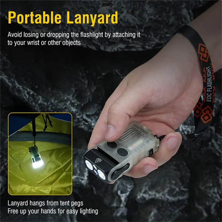 V20 Multifunction EDC Flashlight 180 Degree Adjustable LED Work Light with Buzzer Alarm - Fluorescent White / White+Red Light