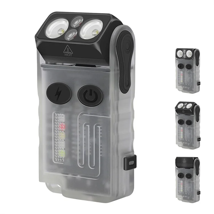 V20 Multifunction EDC Flashlight 180 Degree Adjustable LED Work Light with Buzzer Alarm - Fluorescent White / White+Red Light