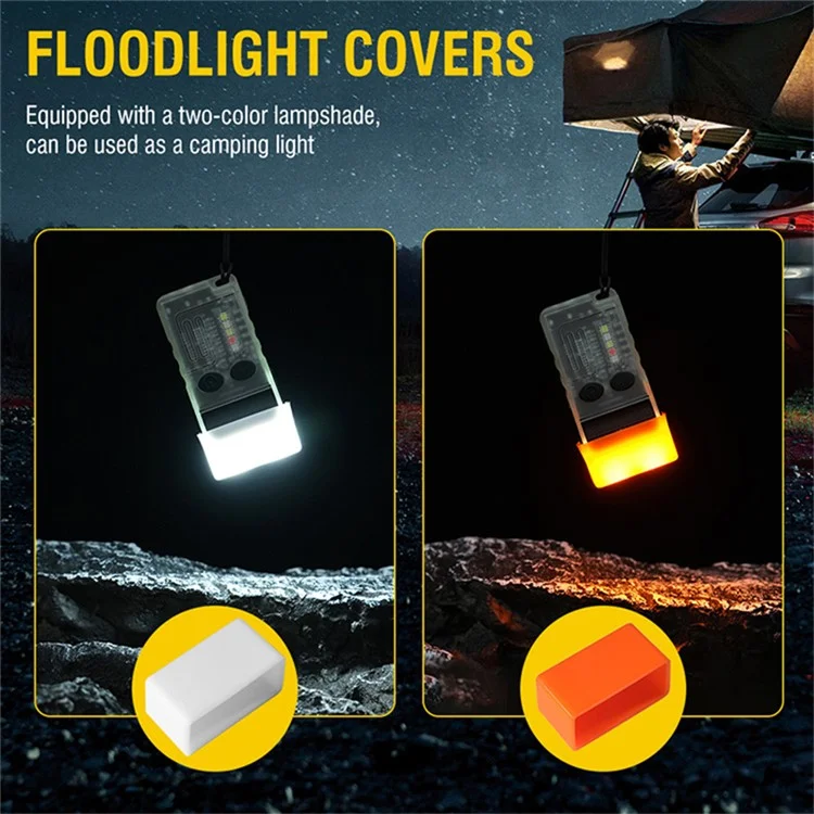 V20 Multifunction EDC Flashlight 180 Degree Adjustable LED Work Light with Buzzer Alarm - Fluorescent White / White+Red Light