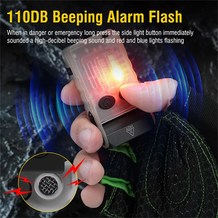 V20 Multifunction EDC Flashlight 180 Degree Adjustable LED Work Light with Buzzer Alarm - Fluorescent White / White+Red Light