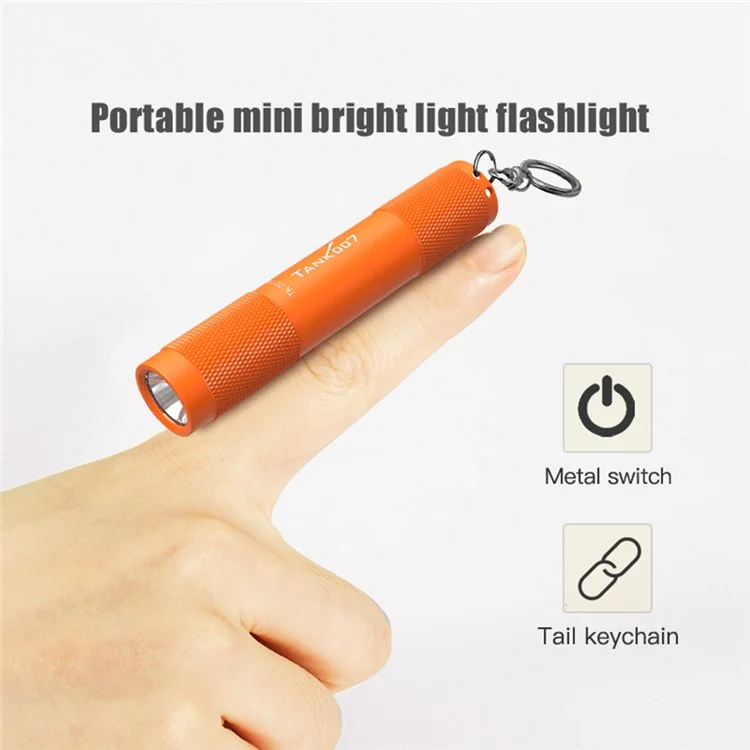 TANK007 TK701A Mini Lanterna Portátil à Prova d'Água com Chaveiro 80 Lumens LED (Sem Bateria) - Laranja