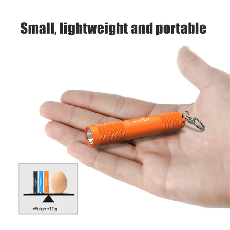 TANK007 TK701A Mini Lanterna Portátil à Prova d'Água com Chaveiro 80 Lumens LED (Sem Bateria) - Laranja