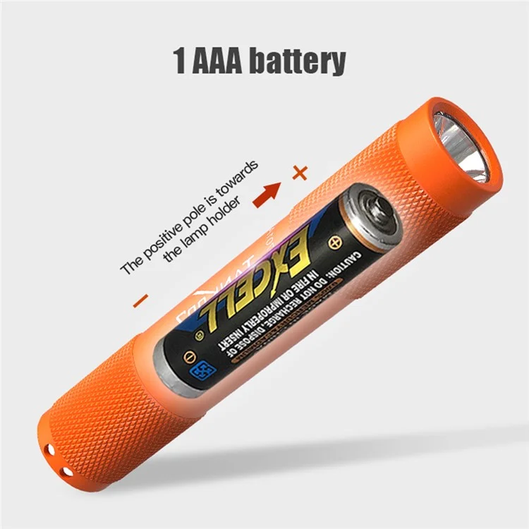 TANK007 TK701A Mini Lanterna Portátil à Prova d'Água com Chaveiro 80 Lumens LED (Sem Bateria) - Laranja