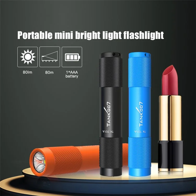 TANK007 TK701A Mini Lanterna Portátil à Prova d'Água com Chaveiro 80 Lumens LED (Sem Bateria) - Laranja