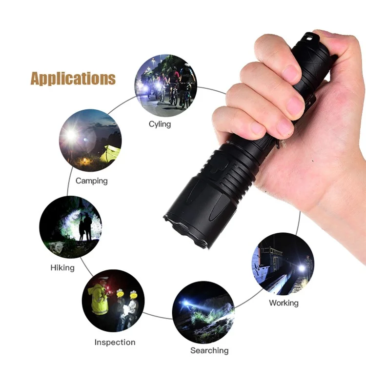 Lampe de poche tactique haute luminosité TANK007 KC16 1800 lm rechargeable via USB-C