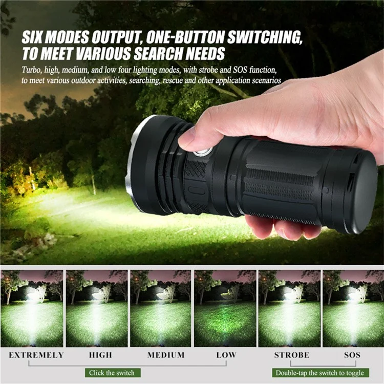 TANK007 KC11 IPX8 Waterproof High Power LED Flashlight 6 Modes 8000 Lumens Rechargeable Torch