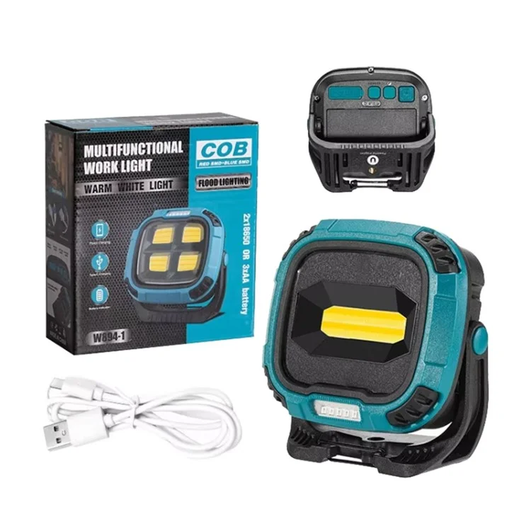 W895-1 COB Portable Floodlight Rechargeable Work Light Multi-Functional Flashlight (Without Battery) - Blue