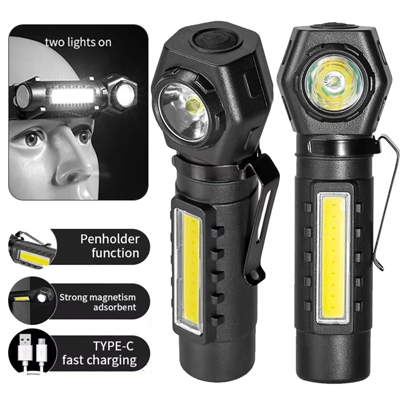 KX212 Aluminum Alloy USB Rechargeable COB Flashlight LED Headlamp High Intensity Long Range Camping Light