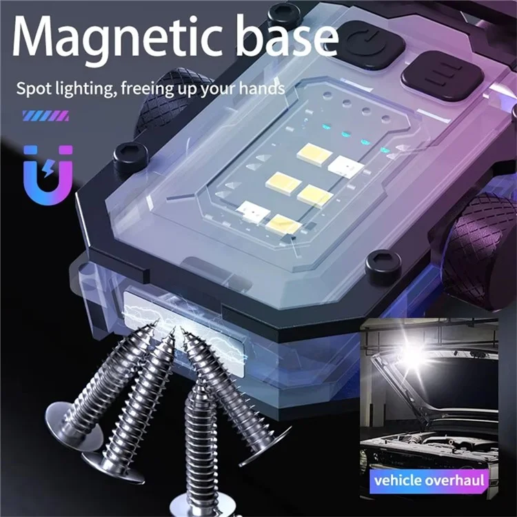 YSD01PRO Mini Keychain Light Fingertip Gyro Bottom Magnetic Multi-Mode Adjustable Cap Clip Lamp - White