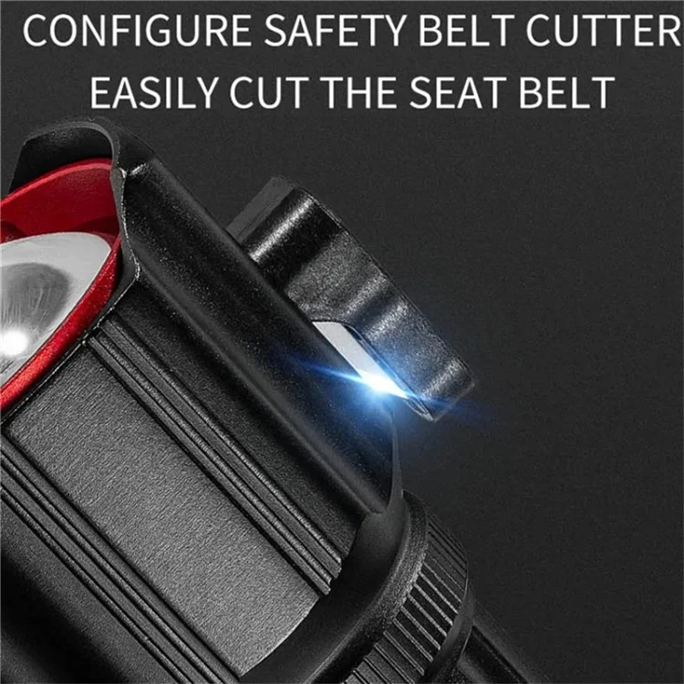 W5196 Flashlight with Laser Safety Cutter Emergency Car Tool Strobe Light USB Rechargeable for Outdoor