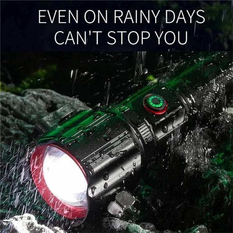 W5196 Flashlight with Laser Safety Cutter Emergency Car Tool Strobe Light USB Rechargeable for Outdoor