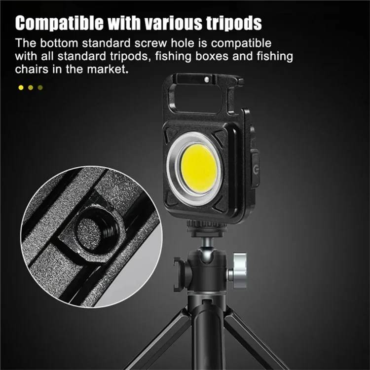 W5134 Mini LED Flashlight Keychain Light with Bottle Opener Portable High Brightness Magnetic Lamp - Black