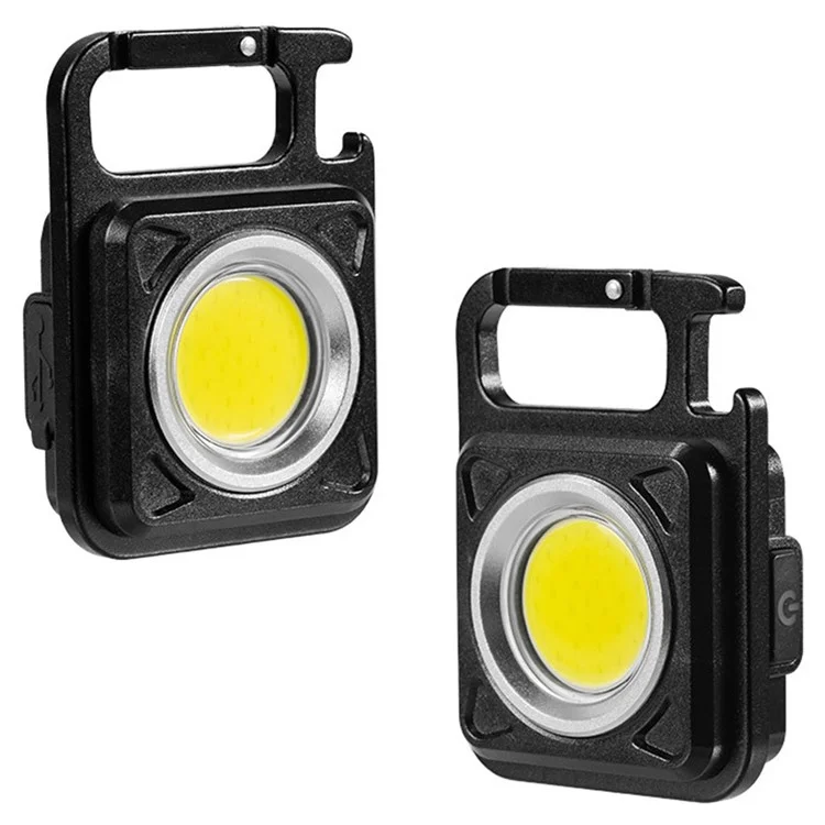 W5134 Mini LED Flashlight Keychain Light with Bottle Opener Portable High Brightness Magnetic Lamp - Black