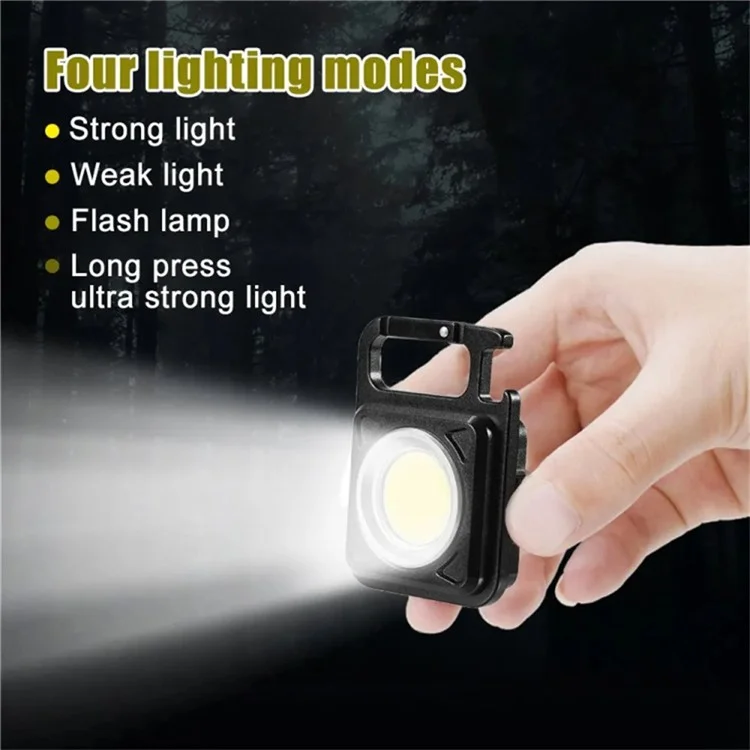 W5134 Mini LED Flashlight Keychain Light with Bottle Opener Portable High Brightness Magnetic Lamp - Black