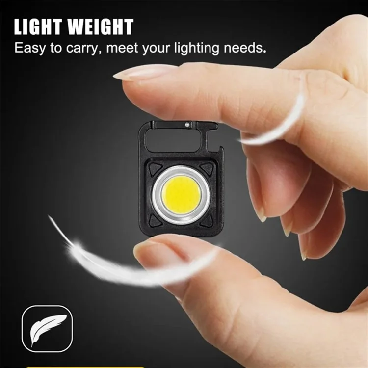 W5134 Mini LED Flashlight Keychain Light with Bottle Opener Portable High Brightness Magnetic Lamp - Black