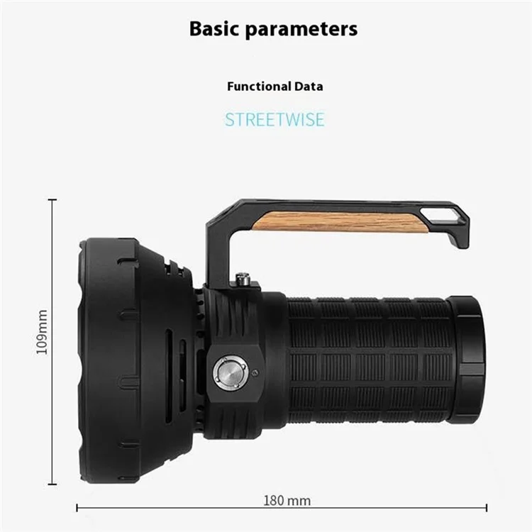 W5221-1 High Power Type C Rechargeable Handheld Spotlight Dimmable 16 Leds Searchlight for Patrol