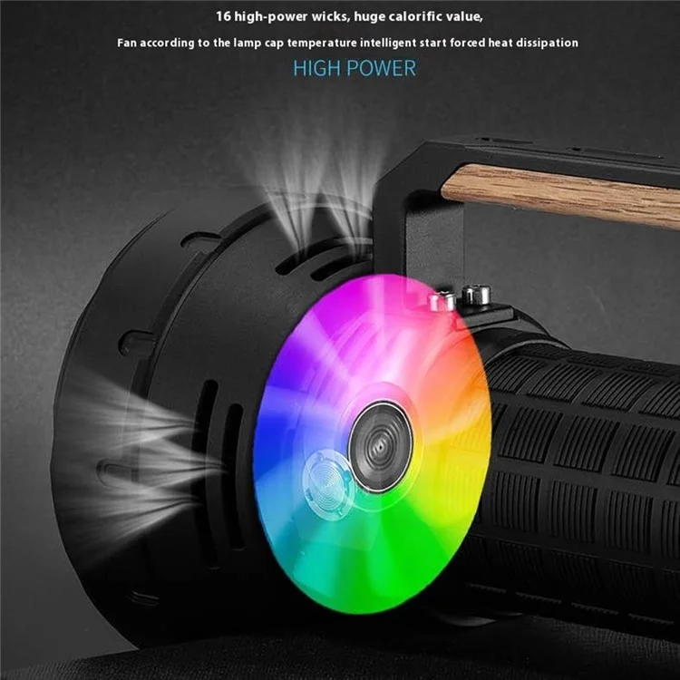 W5221-1 High Power Type C Rechargeable Handheld Spotlight Dimmable 16 Leds Searchlight for Patrol