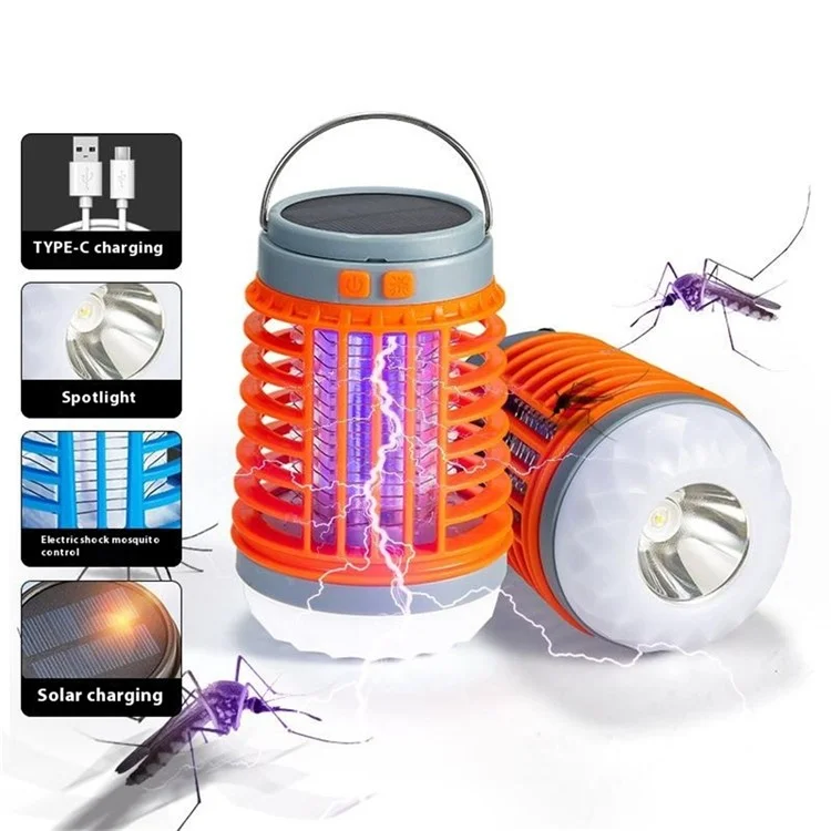 W890-1 LED Mosquito Killer Lamp USB Rechargeable Silent Insect Zapper with UV Light  /  4 Lighting Modes - Orange