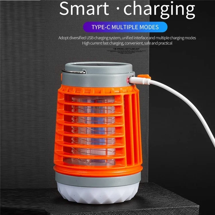 W890-1 LED Mosquito Killer Lamp USB Rechargeable Silent Insect Zapper with UV Light  /  4 Lighting Modes - Orange