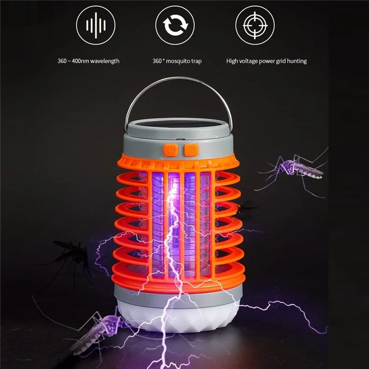 W890-1 LED Mosquito Killer Lamp USB Rechargeable Silent Insect Zapper with UV Light  /  4 Lighting Modes - Orange