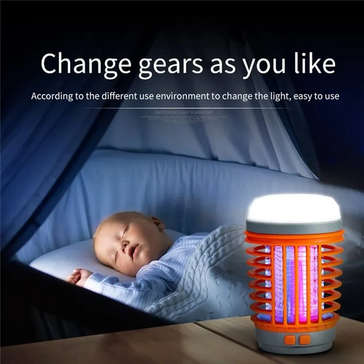 W890-1 LED Mosquito Killer Lamp USB Rechargeable Silent Insect Zapper with UV Light  /  4 Lighting Modes - Orange