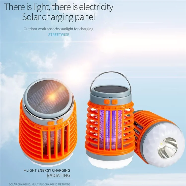 W890-1 LED Mosquito Killer Lamp USB Rechargeable Silent Insect Zapper with UV Light  /  4 Lighting Modes - Orange