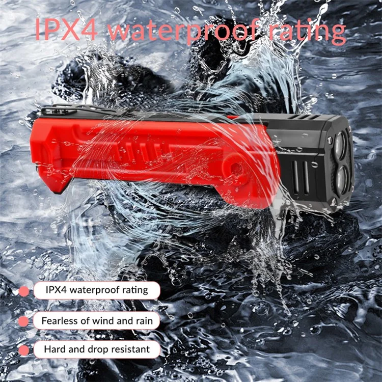 XTE + COB Dual Light Source Flashlight 180 Degree Rotatable Magnetic Work Light with Clip - Red