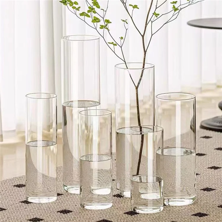 10x20cm Simulated Glass PET Vase Thickened Plant Hydroponic Container Home Office Decor