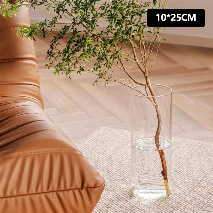 10x25cm Simulated Glass PET Vase Thickened Plant Hydroponic Container Home Office Decor