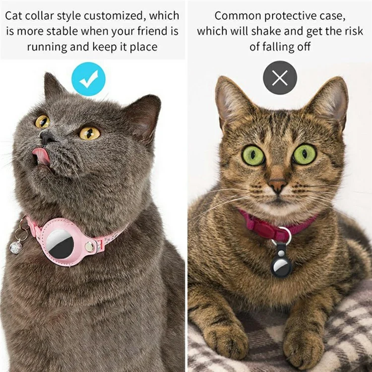 AirTag Tracker Haustier-Halsband Reflektierender Pfotendruck PU-Schutzhülle mit ID-Adressanhänger - Himmelblau