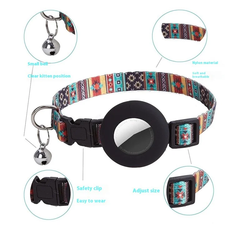 Funda de Silicona para Apple AirTag con Collar Ajustable para Mascotas con Colgante / Estampado Floral - Estilo F