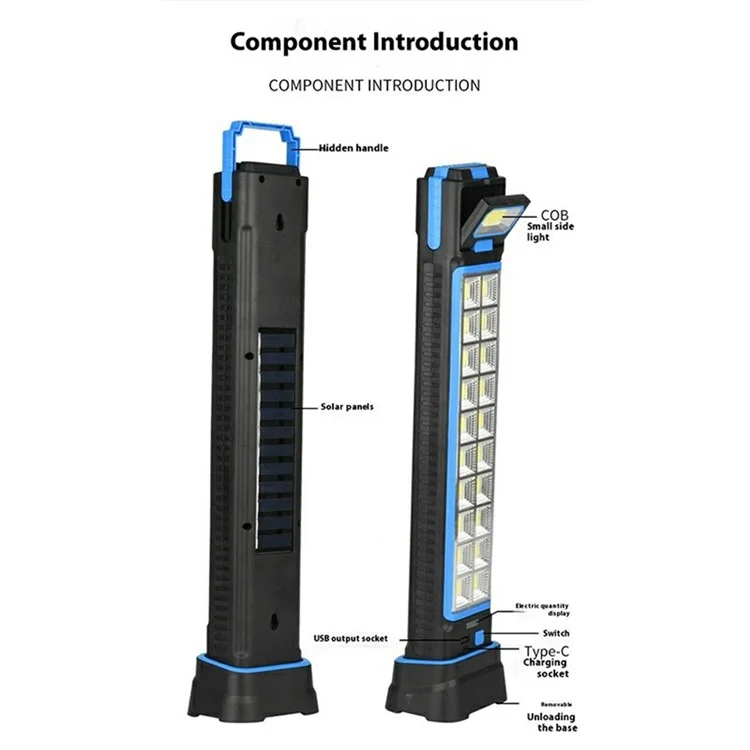 Solar Work Light for Camping Tent Lighting Rechargeable Portable Power Bank Emergency Lamp - GZ02901 / Style A