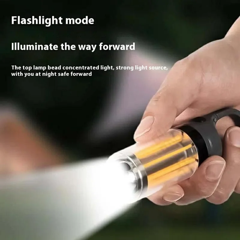 YY17 Wiederaufladbare Campinglampe Warm- / Weißlicht Tragbare Outdoor-Zeltleuchte, 8 Wolfram-Filamente