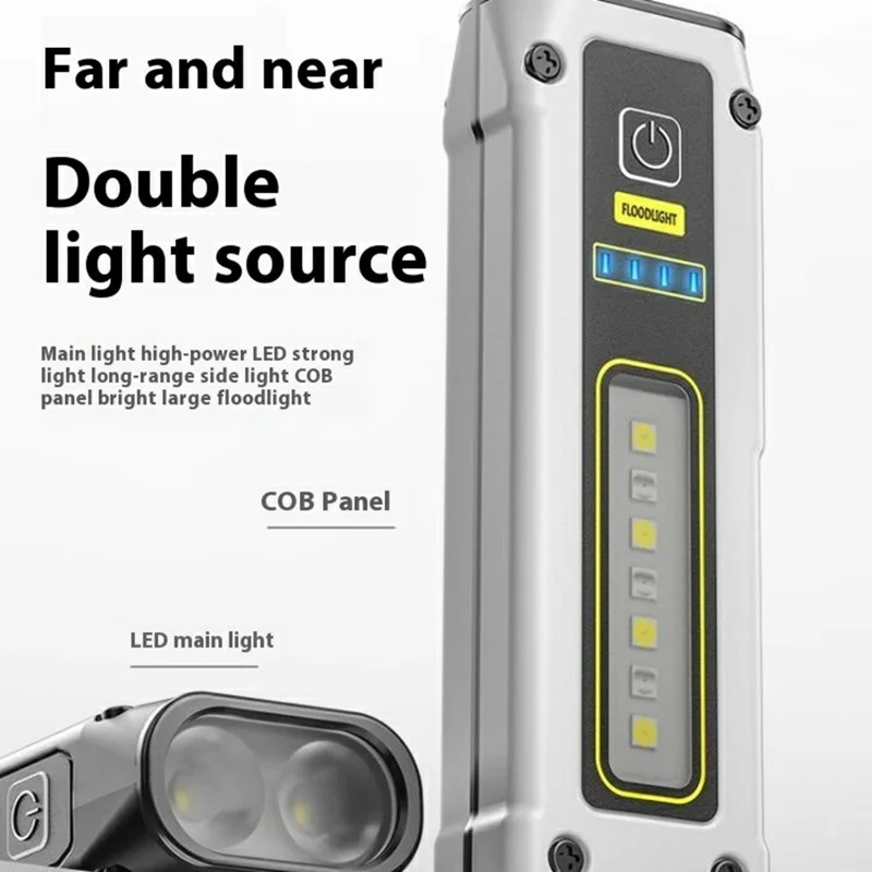 STD01 COB Luz de Trabalho Mini Lanterna LED em Liga de Alumínio com Lâmpada de Inspeção de Emergência Magnética - Branco