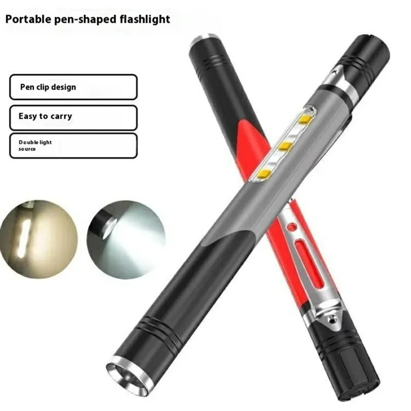 B35 Pen Light Portable Flashlight Dual with Color Light Source for Medical Examination  /  Outdoor Emergency - Grey
