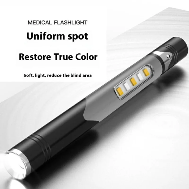 B35 Pen Light Portable Flashlight Dual with Color Light Source for Medical Examination  /  Outdoor Emergency - Grey