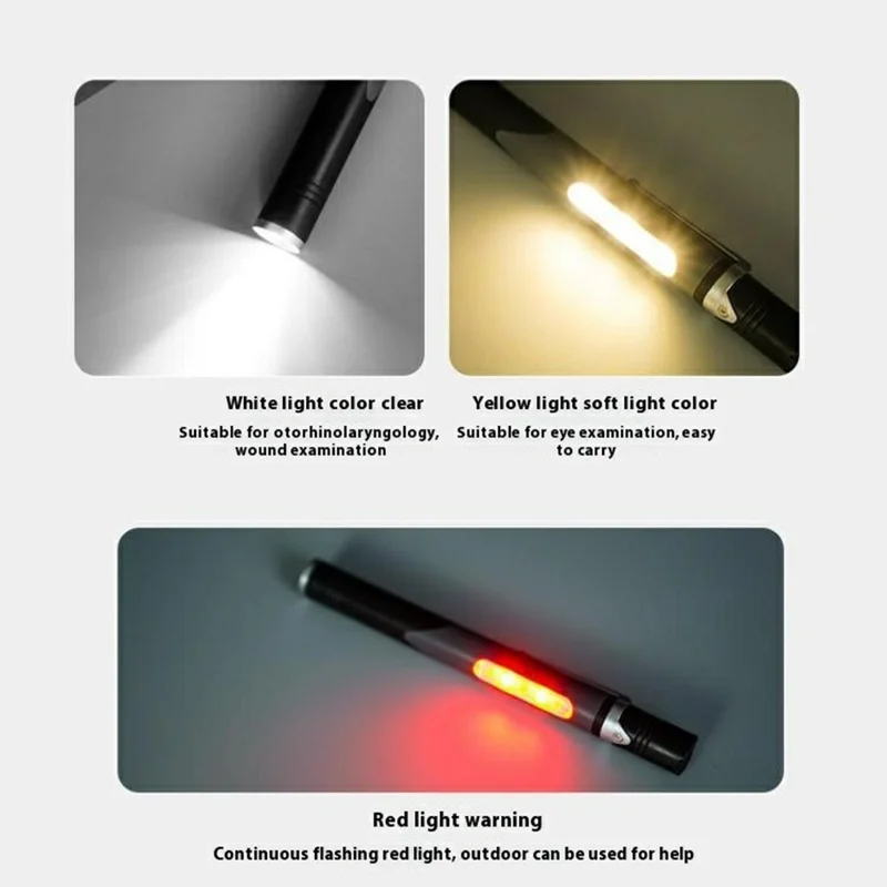 B35 Pen Light Portable Flashlight Dual with Color Light Source for Medical Examination  /  Outdoor Emergency - Grey