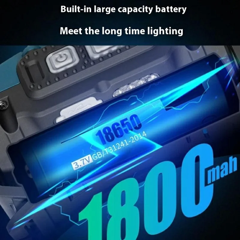 W6100A Lanterna de Cabeça LED Mini com Sensor de Movimento COB para Aventura Externa e Pesca - Iluminação de Alta Intensidade - Preto