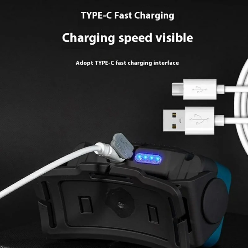 W6100A Lanterna de Cabeça LED Mini com Sensor de Movimento COB para Aventura Externa e Pesca - Iluminação de Alta Intensidade - Preto