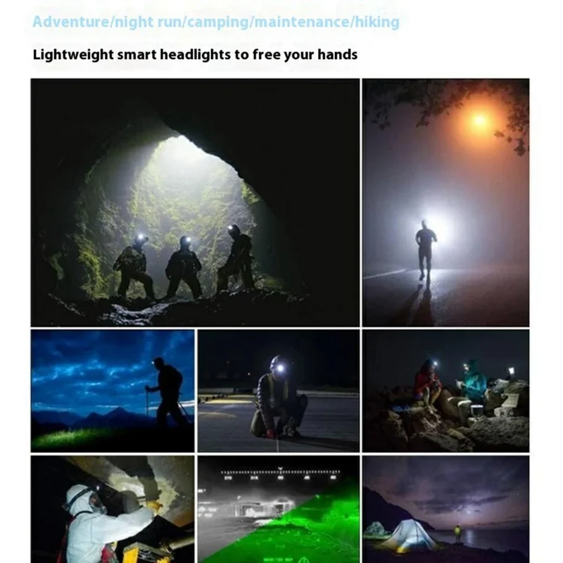 W6100A LED Mini Headlamp Motion Sensor COB Outdoor Adventure Fishing Headlight High Brightness - Blue
